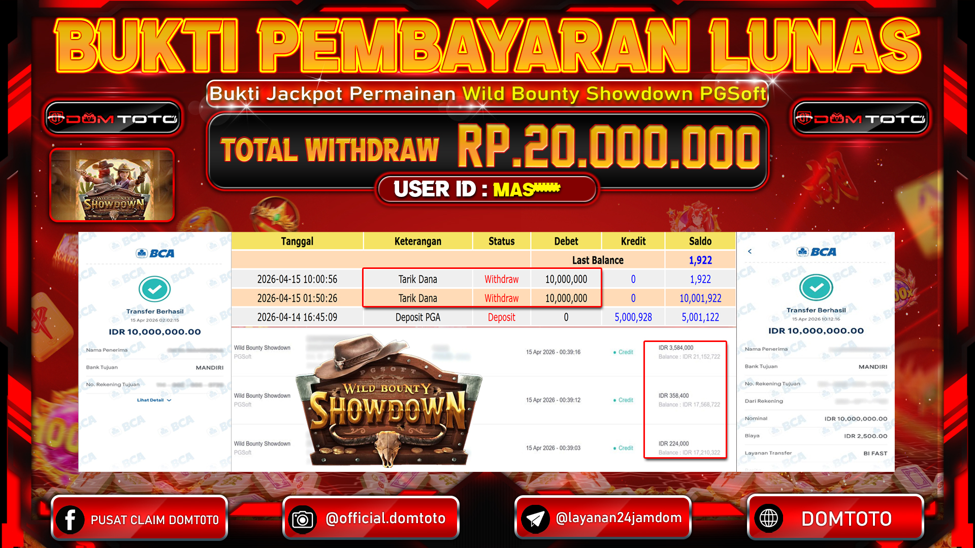 JACKPOT SLOT Wild Bounty Showdown PGSoft 15 APRIL 2026